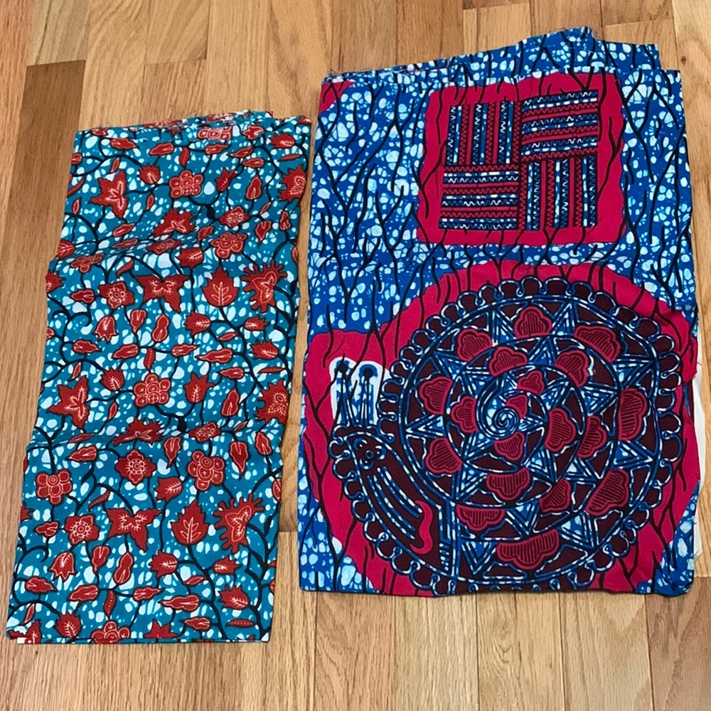 African head scarves. 2 patterns. About 3ft x 4ft.